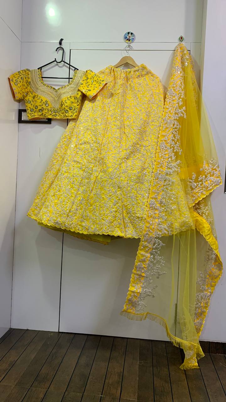 Yellow Lehenga Choli In Jalpari Silk With Sequence Work