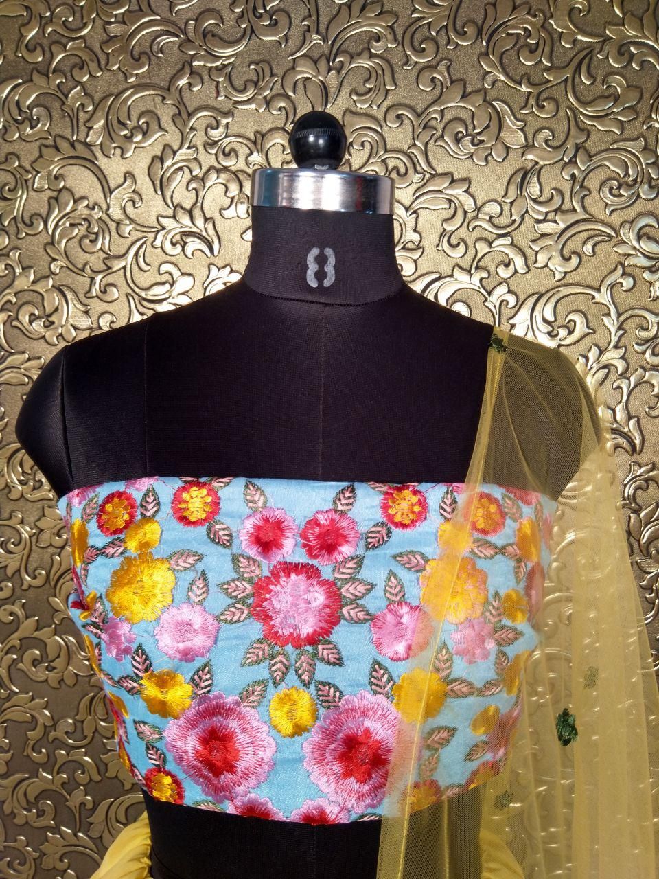 Yellow Lehenga Choli In Georgette Silk With Embroidery Work