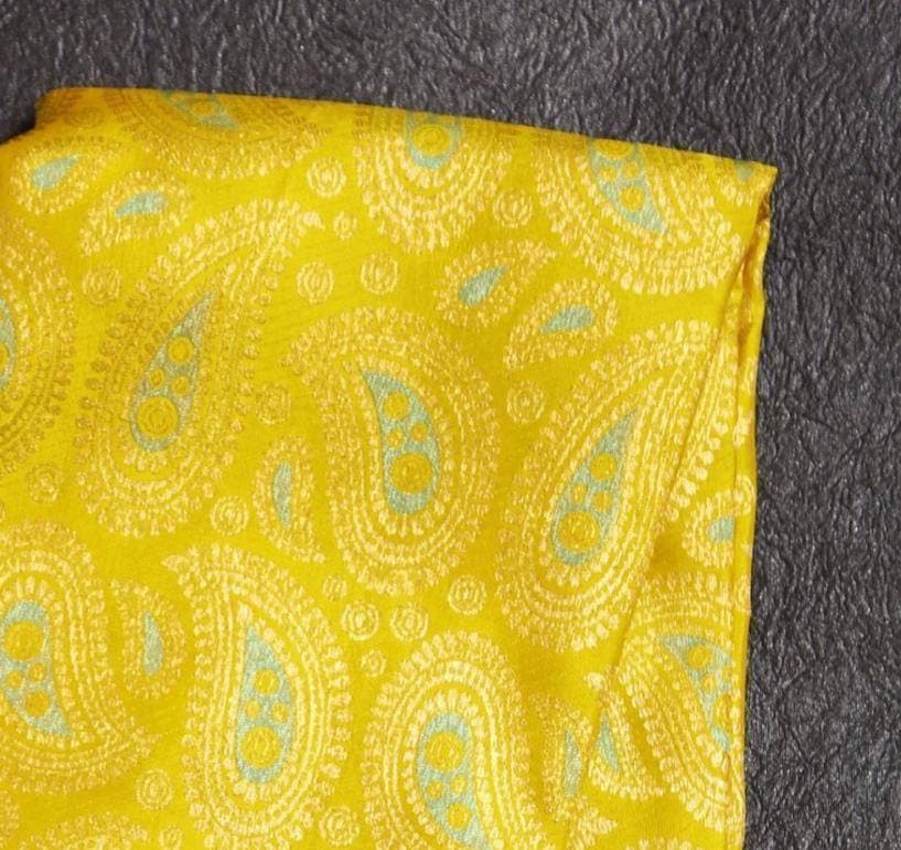 Yellow Lichi Silk Banarasi Saree With Blouse