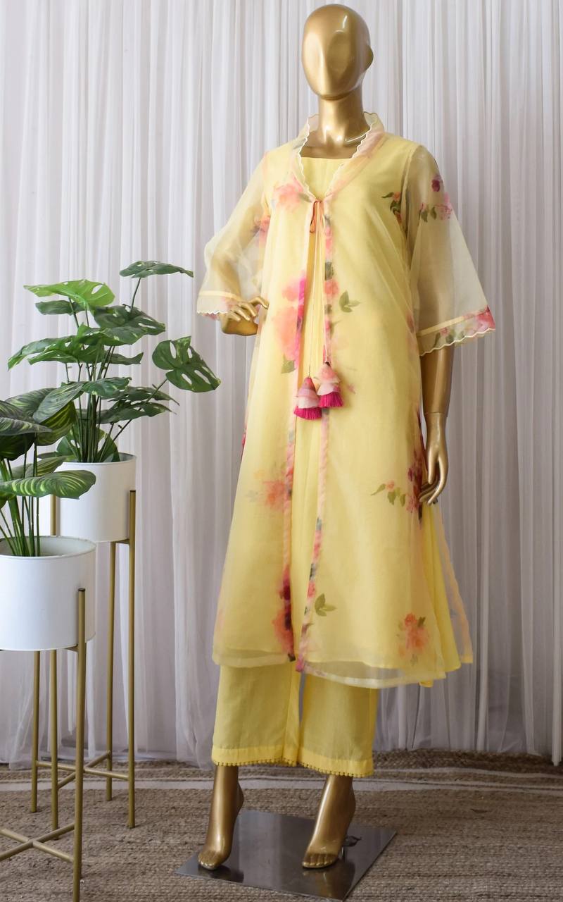 Yellow Salwar Suit In Maska Cotton Silk