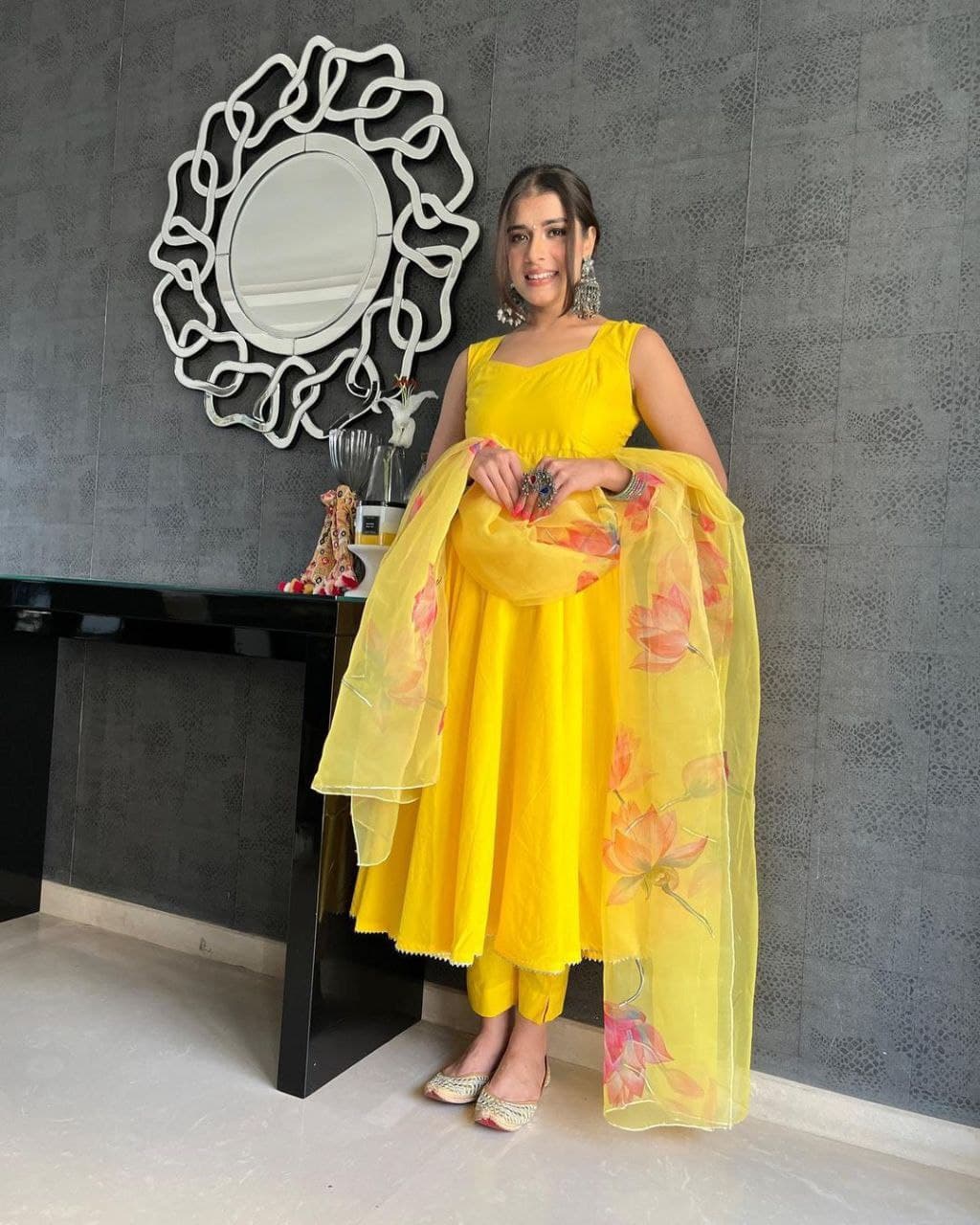 Yellow plain 2025 salwar suit