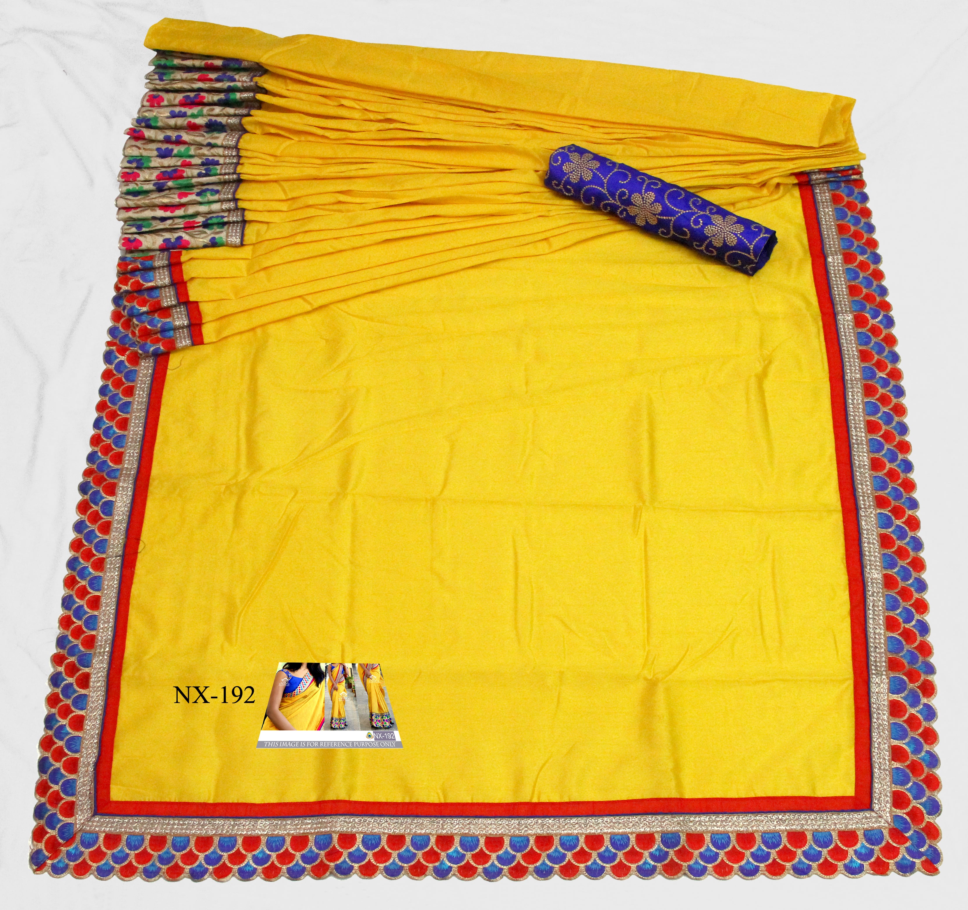 Yellow Saree In Nylon Silk Georgette With Fancy Thread Work
