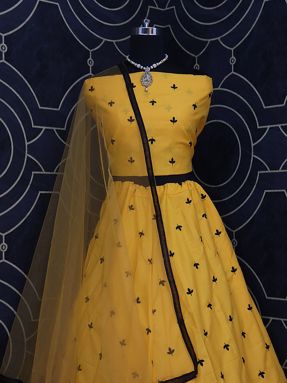 Yellow Lehenga Choli In Poly Cotton With Embroidery Work