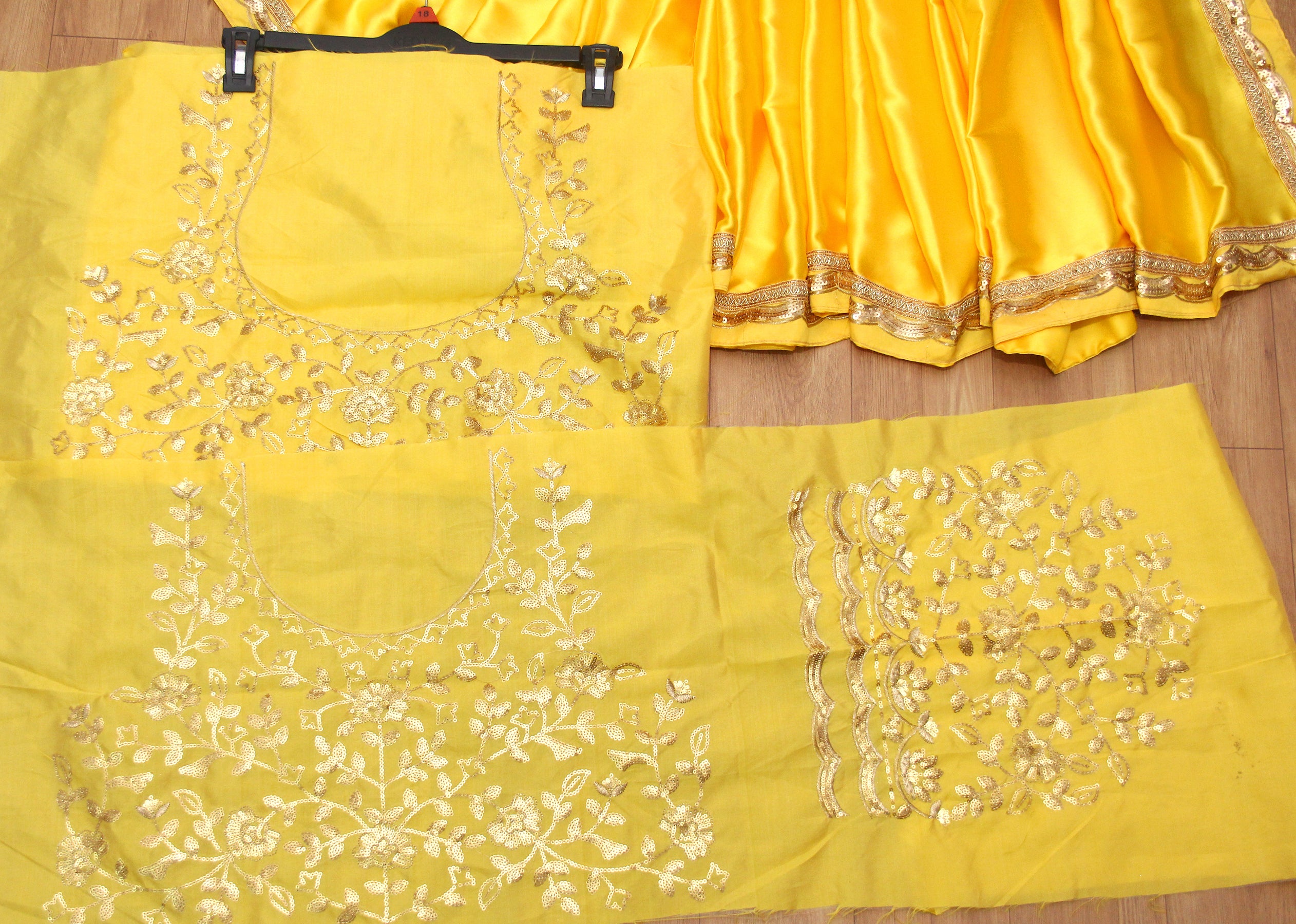 Yellow Saree In Japan Satin Silk With Sequence Work