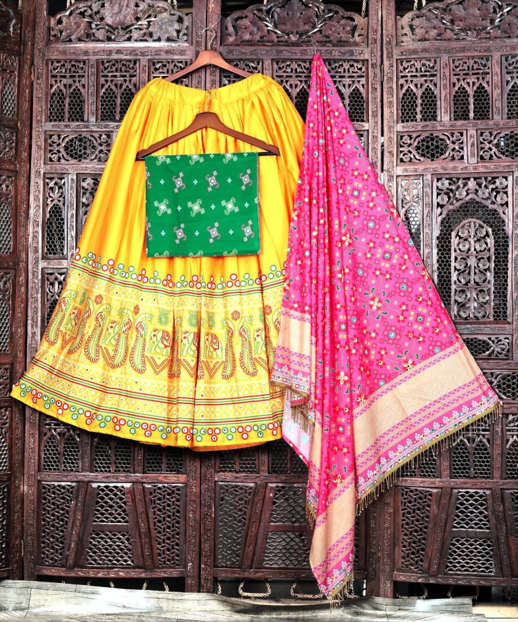 Yellow Lehenga Choli In Soft Butter Silk With Digital Print