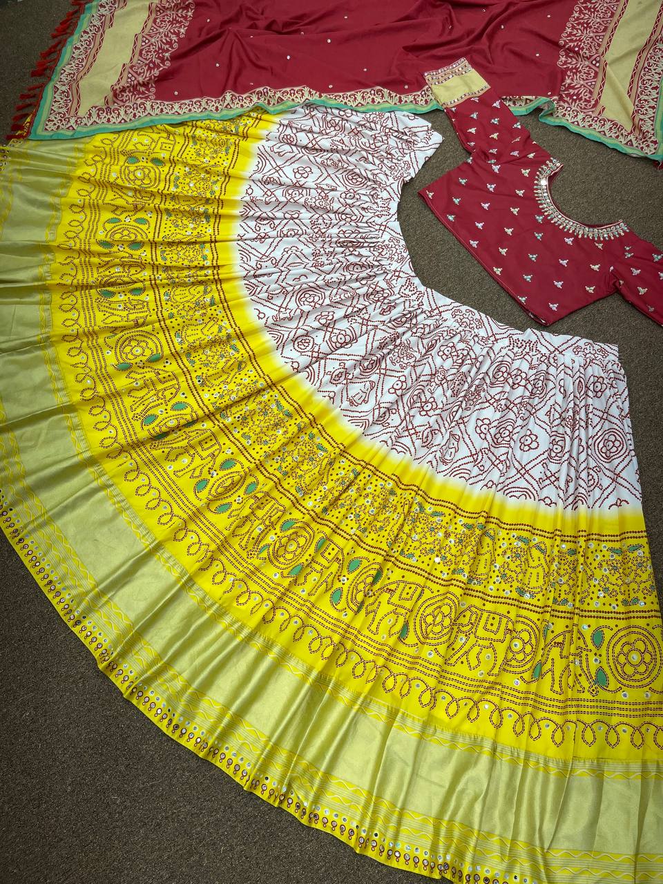 Yellow Lehenga Choli In Soft Butter Silk With Digital Print