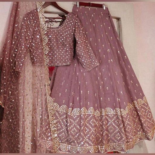 Onion Pink Lehenga Choli In Georgette Silk With Zari Work