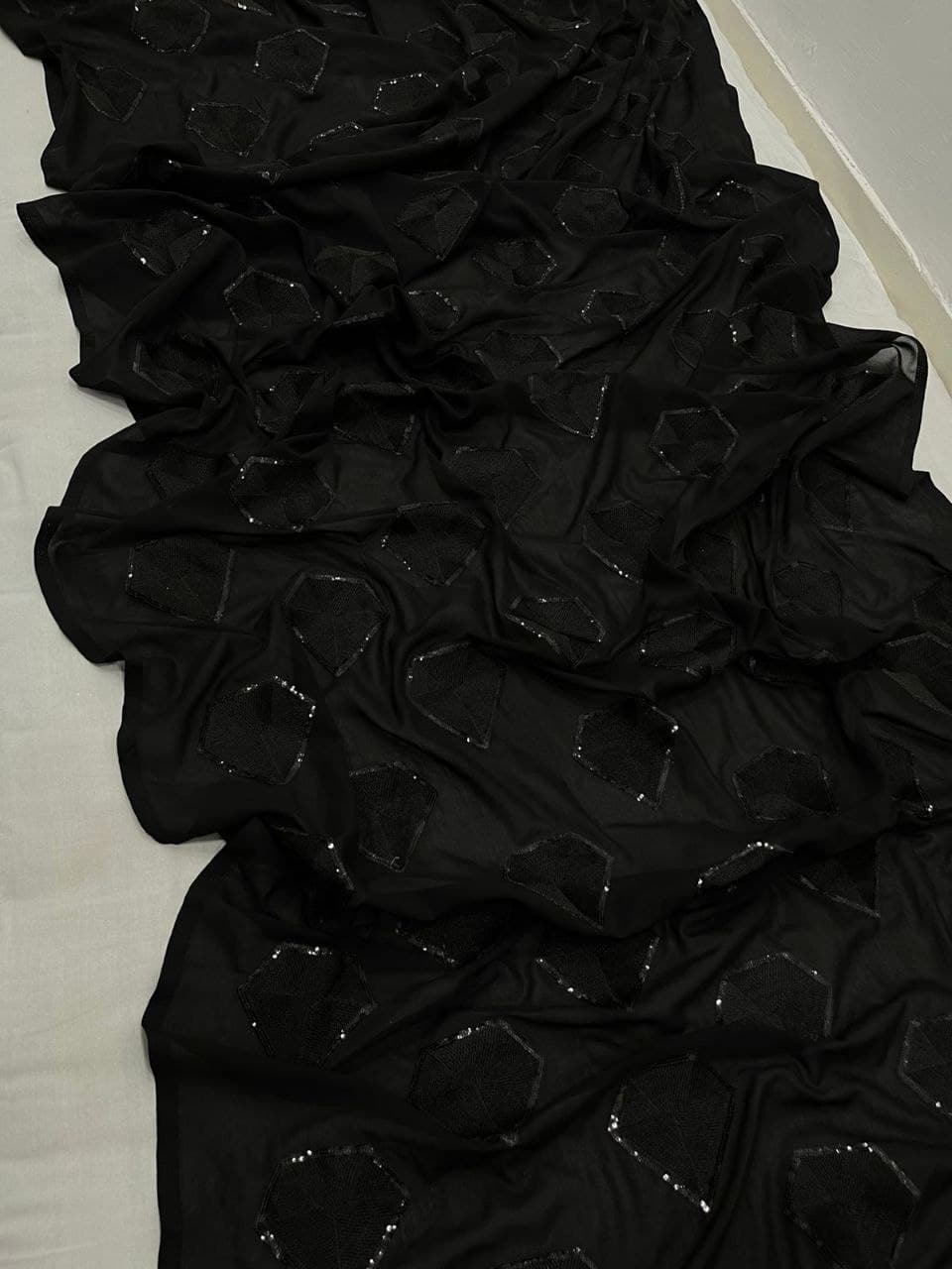 Black Saree In Georgette With Sequence Work