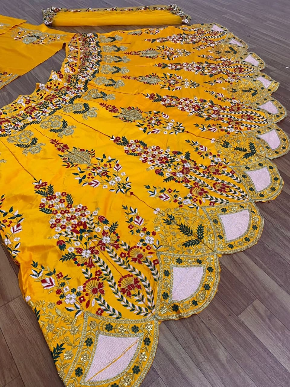 Mustard yellow Lehenga Choli In Raw Micro Silk With 5 MM Sequence Work