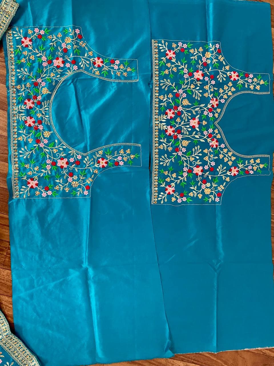 Aqua Blue Lehenga In Malai Satin Silk With 5 MM Sequence Work