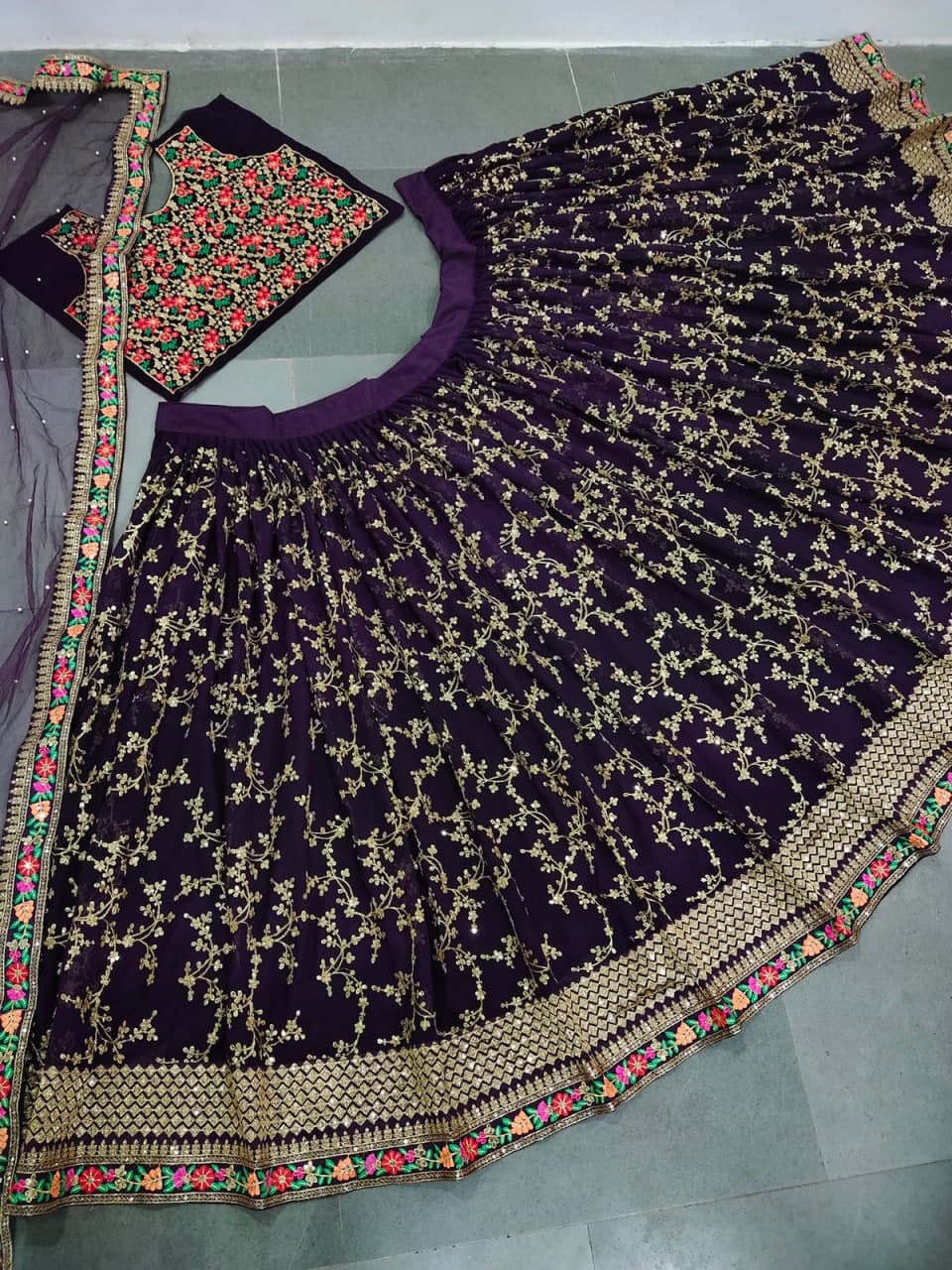 Purple Lehenga In Fox Georgette With Sequence Embroidery Work