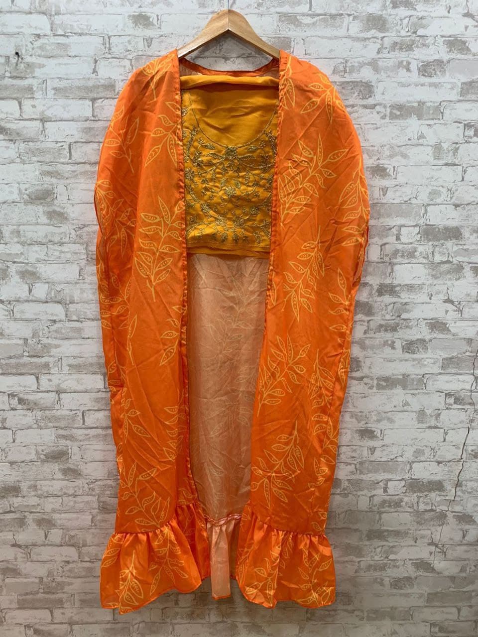 Orange Lehenga In Vichitra Silk With Digital Printed