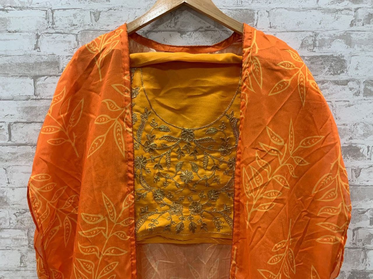 Orange Lehenga In Vichitra Silk With Digital Printed