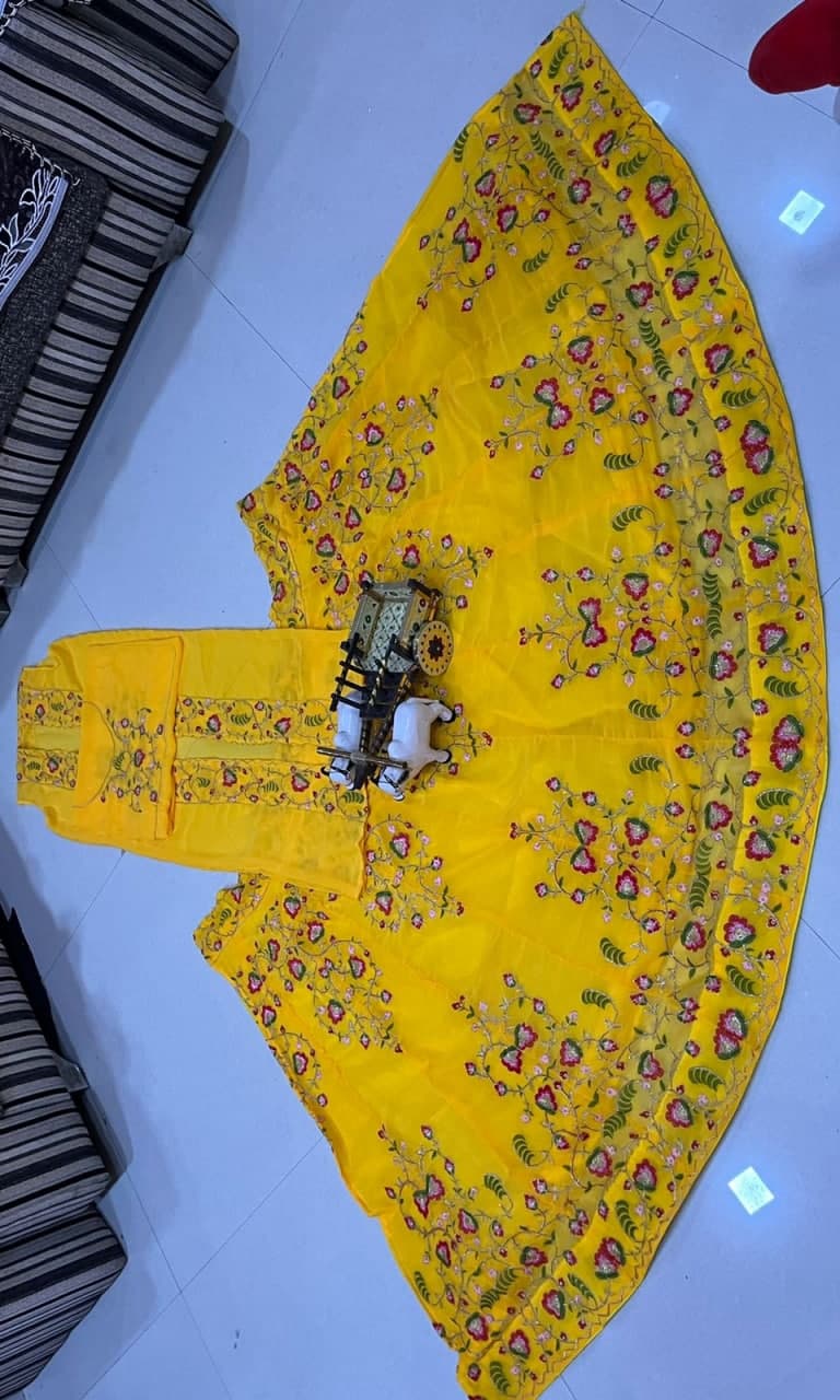 Yellow Lehenga Choli In Georgette With Multi Embroidery Work