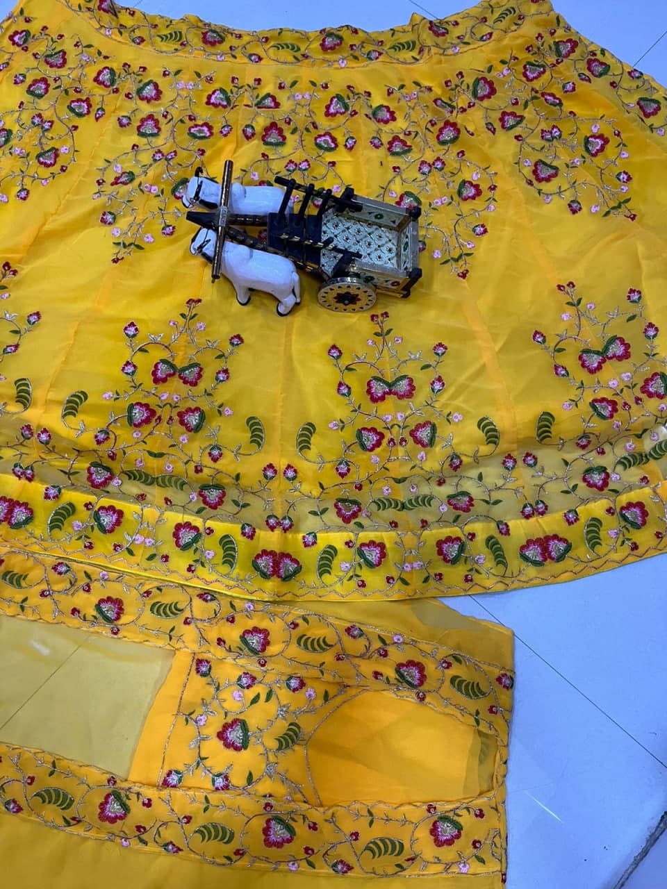 Yellow Lehenga Choli In Georgette With Multi Embroidery Work