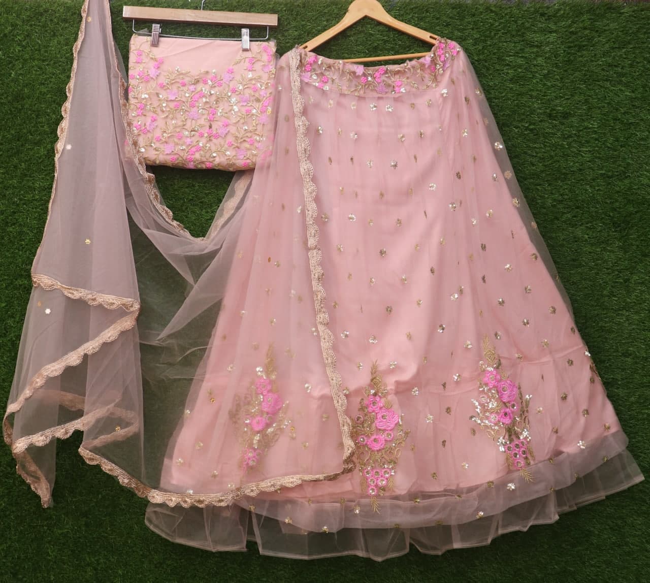 Baby Pink Lehenga choli In Butterfly Mono Net With Embroidery Sequence Work