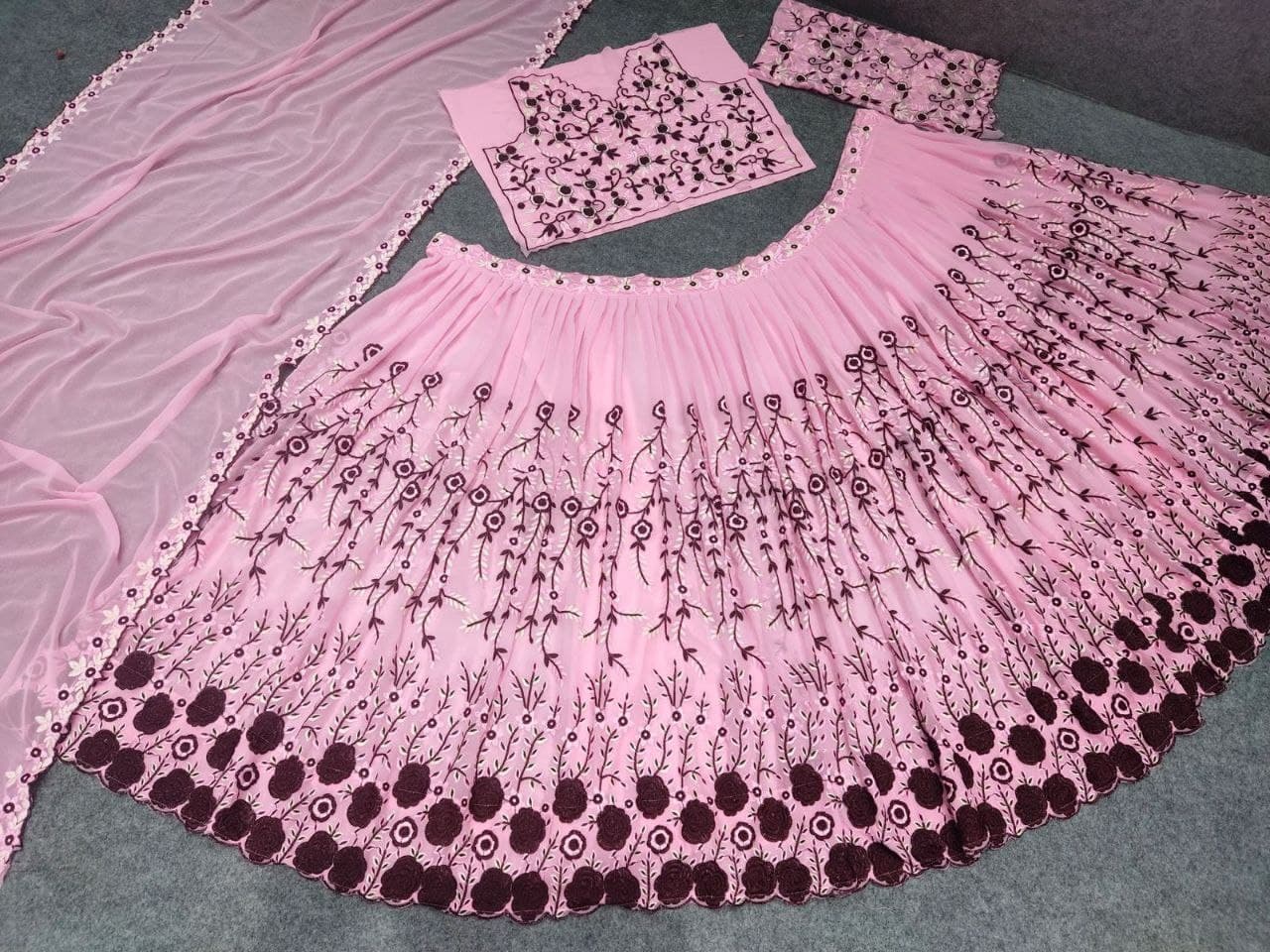 Pink Lehenga Choli In Fox Georgette With Embroidery Sequence Work