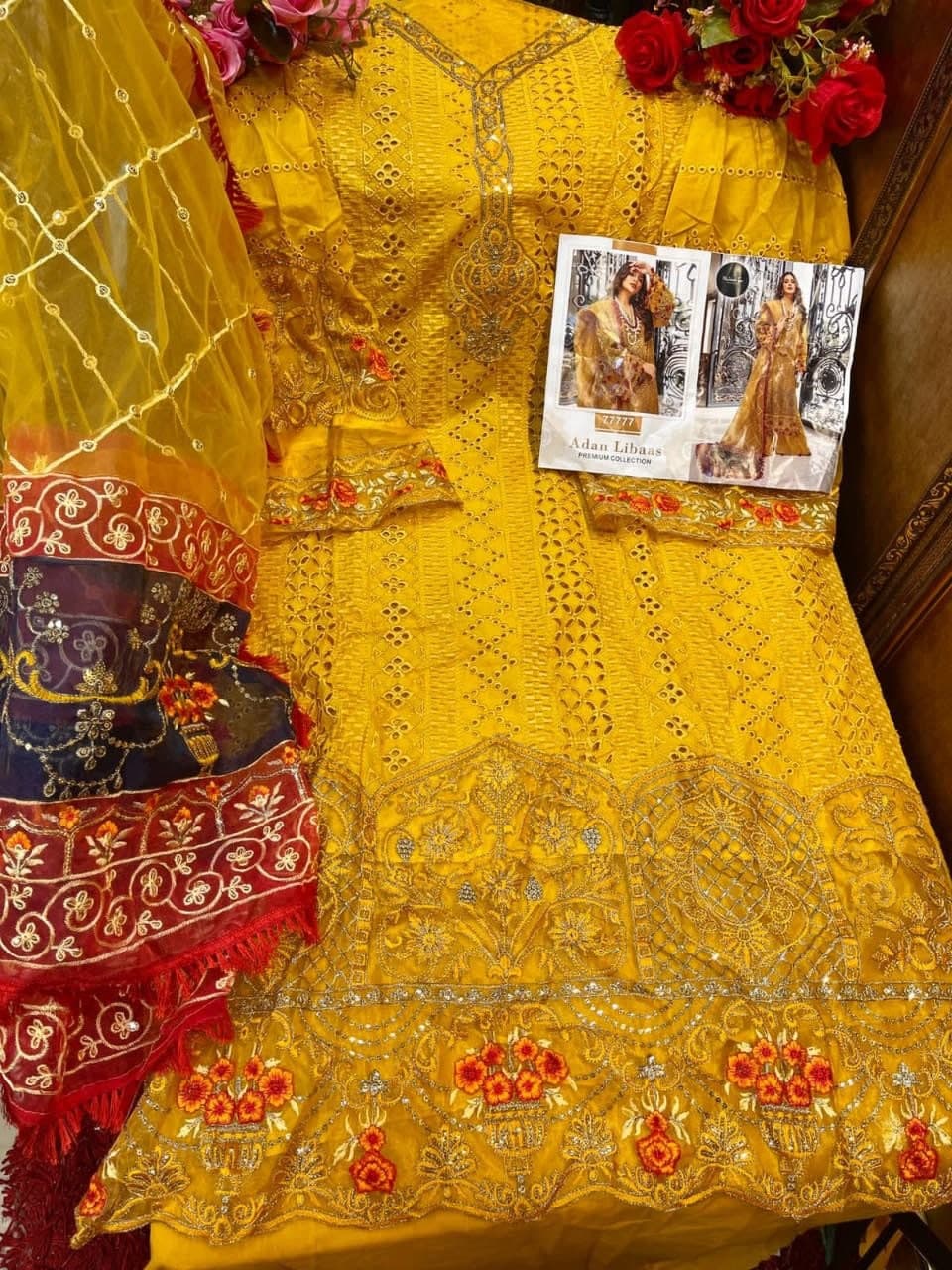 Yellow Palazzo Suit In Cotton With Embroidery Work