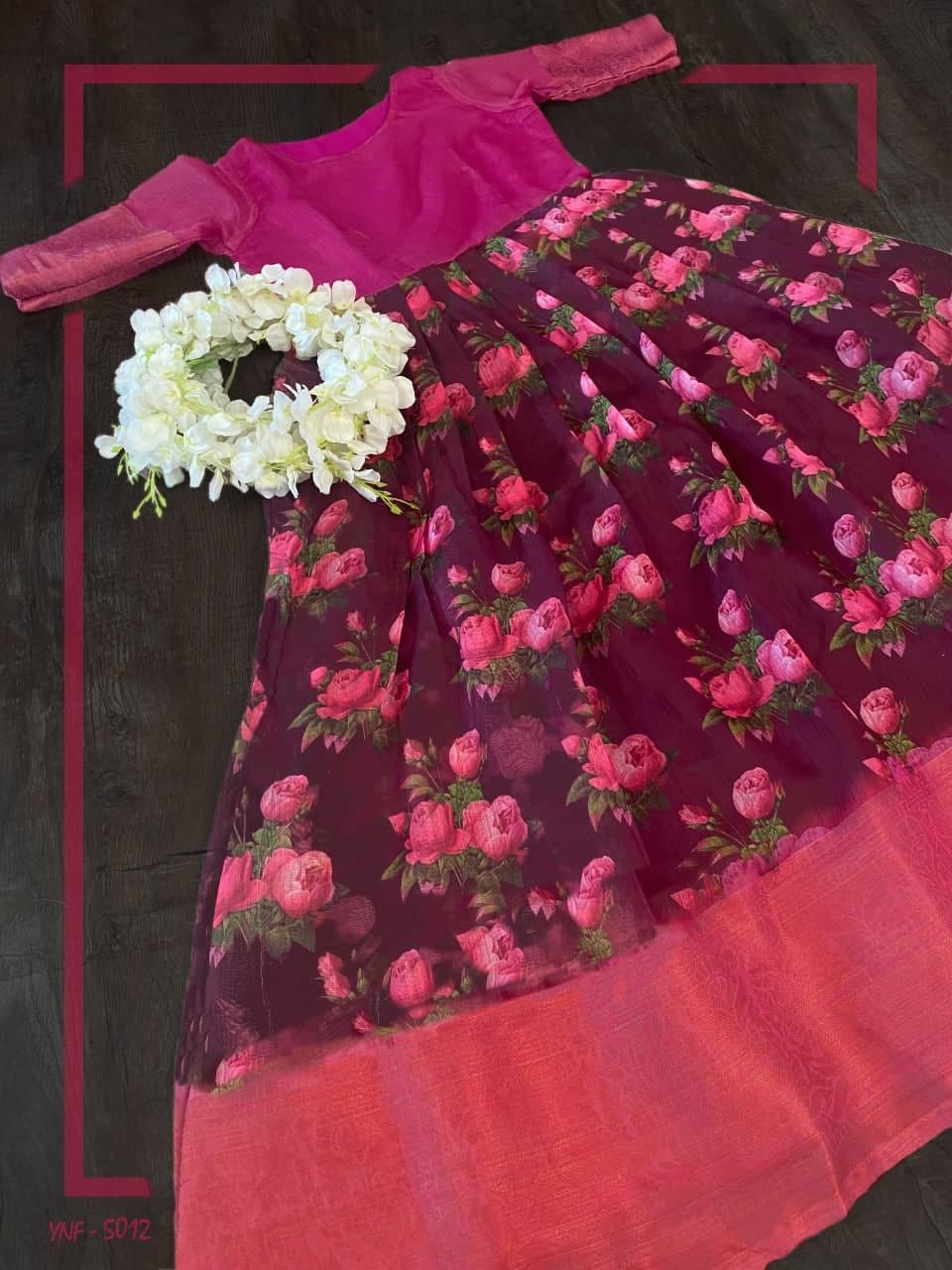 Rani Pink Gown In Soft Cotton With Digital Print