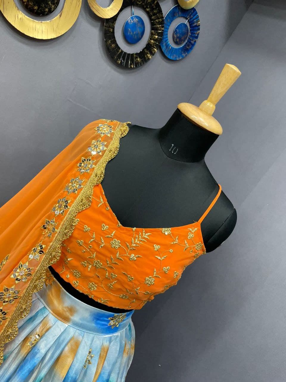 Sky Blue Lehenga Choli In Chinon Silk With Embroidery Work