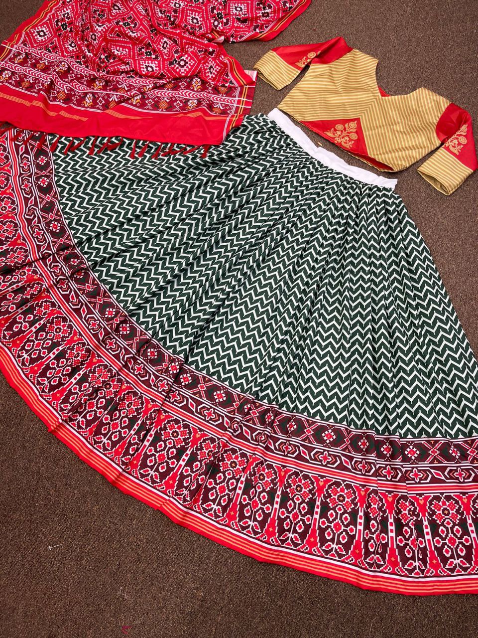 Green Lehenga Choli In Soft Butter Silk With Digital Print