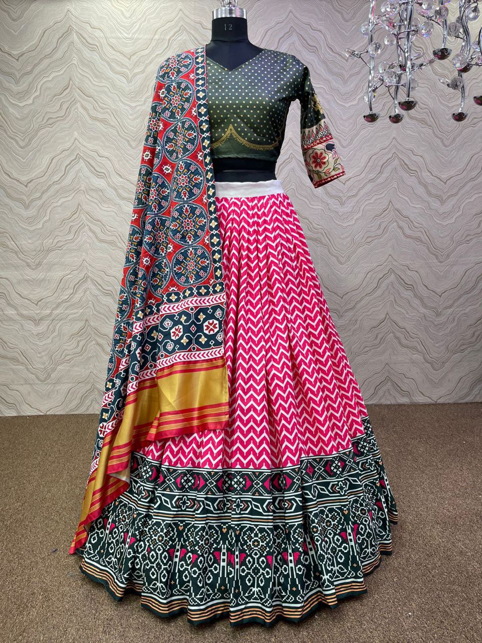 Pink Lehenga Choli In Soft Butter Silk With Digital Print