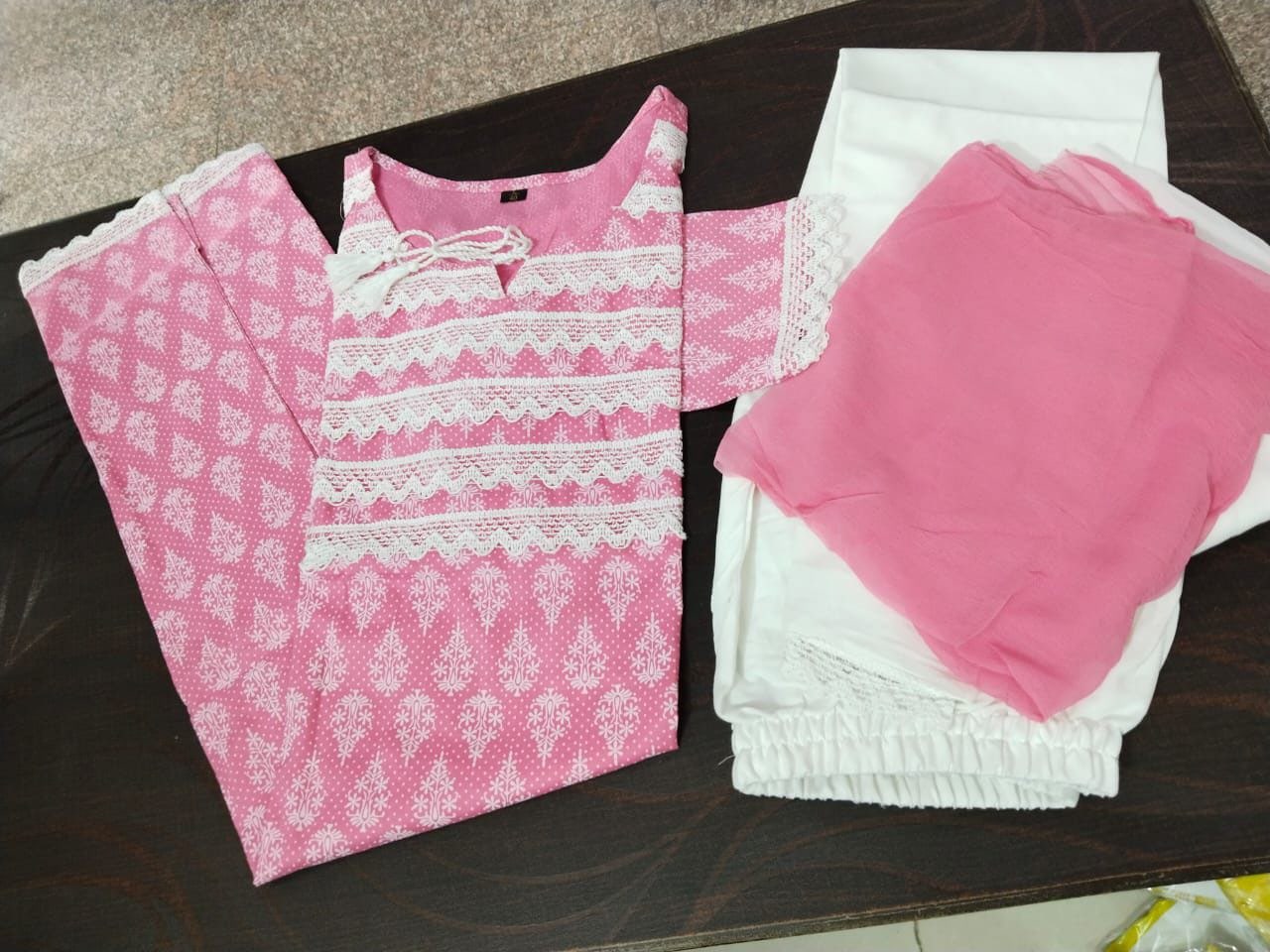 Pink Salwar Suit In Ryon Cotton With Jaipuri print