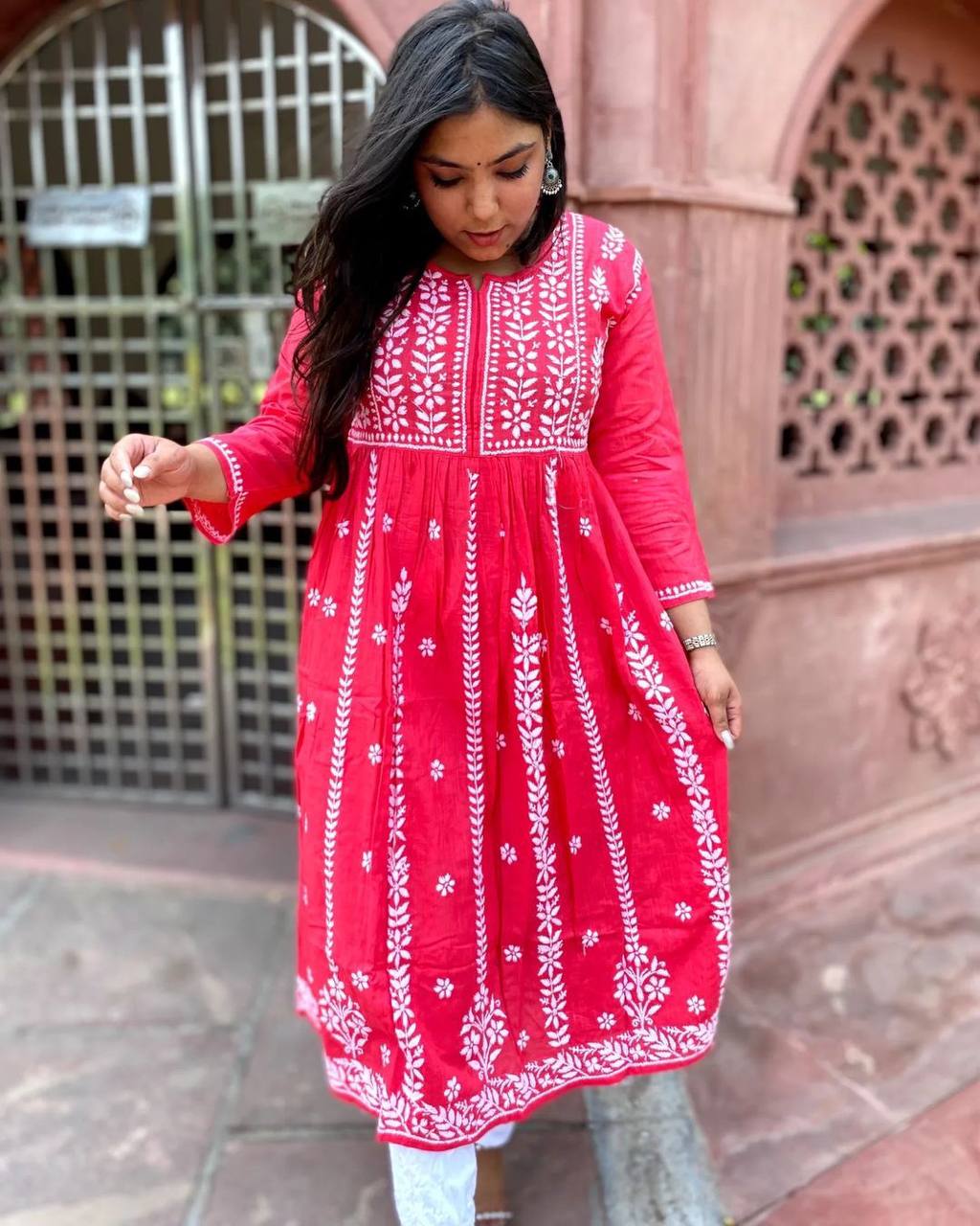 Gajri Palazzo Suit In Ryon Cotton With Embroidery Work