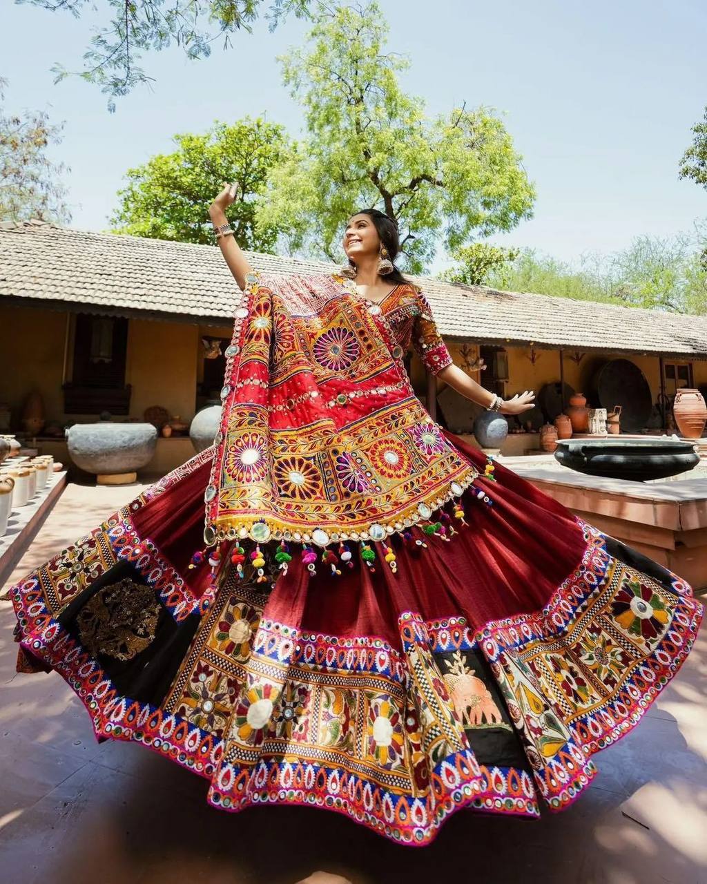 Maroon Lehenga Choli In Butter Silk With Digital Print