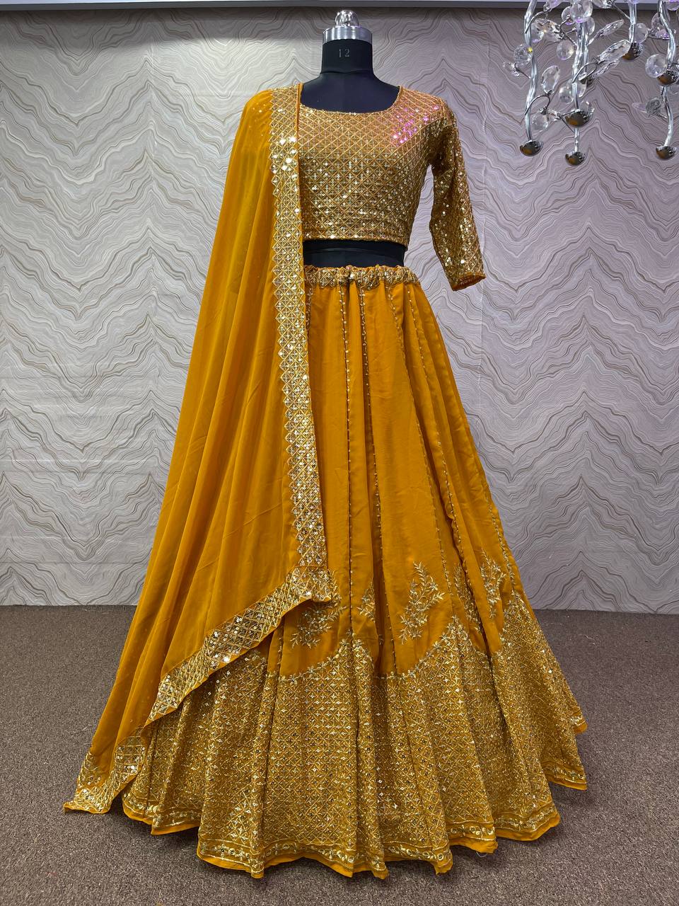 Yellow Lehenga Choli In Fox Georgette With Embroidery Work