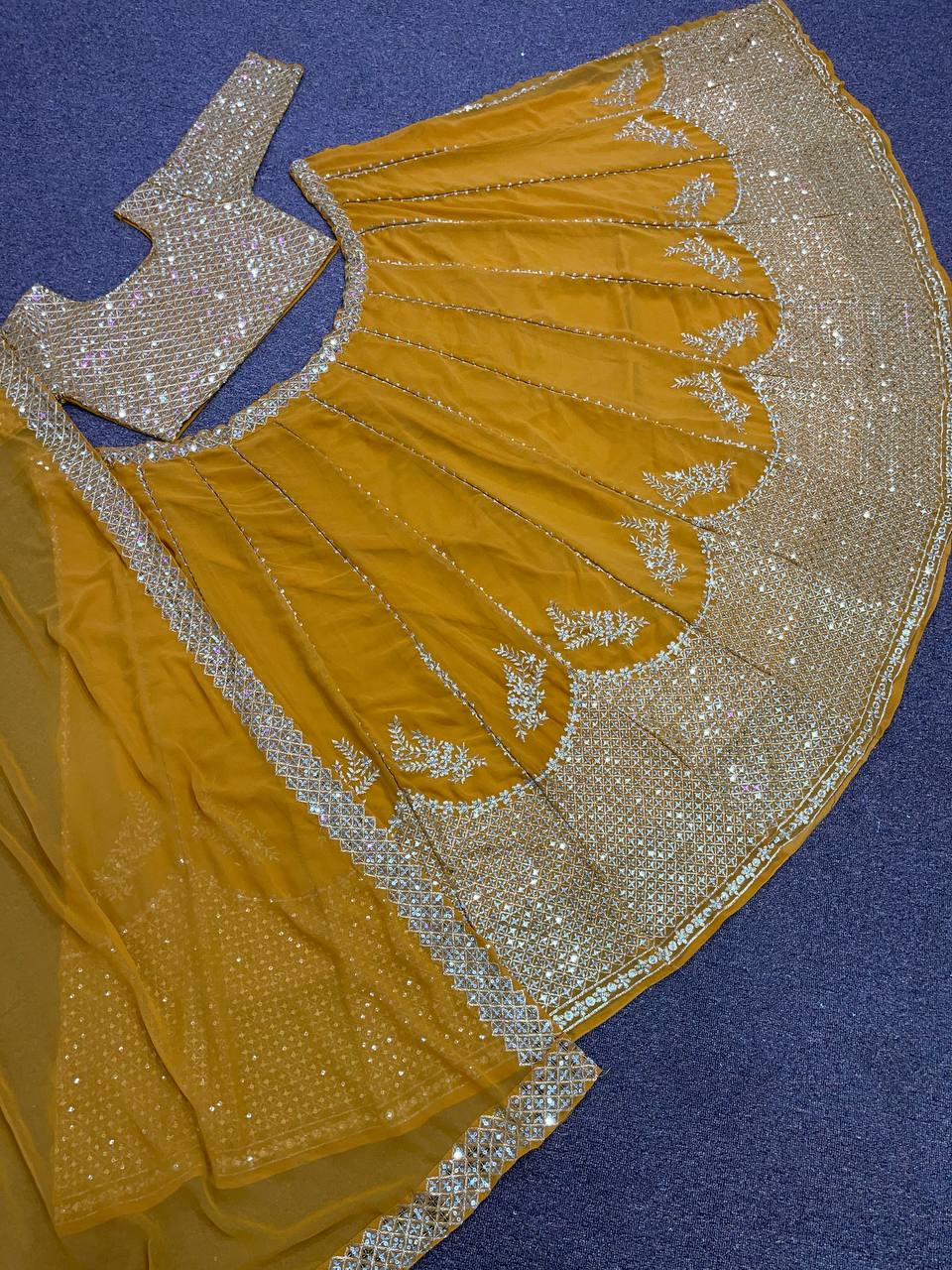 Yellow Lehenga Choli In Fox Georgette With Embroidery Work