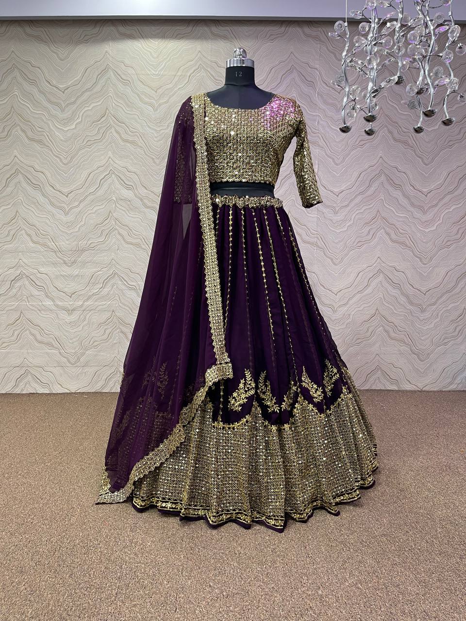 Purple Lehenga Choli In Fox Georgette With Embroidery Work