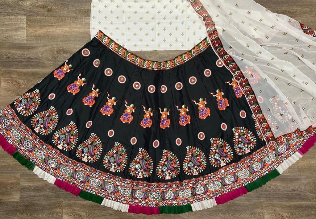 Black Lehenga Choli In Crape With Digital Print