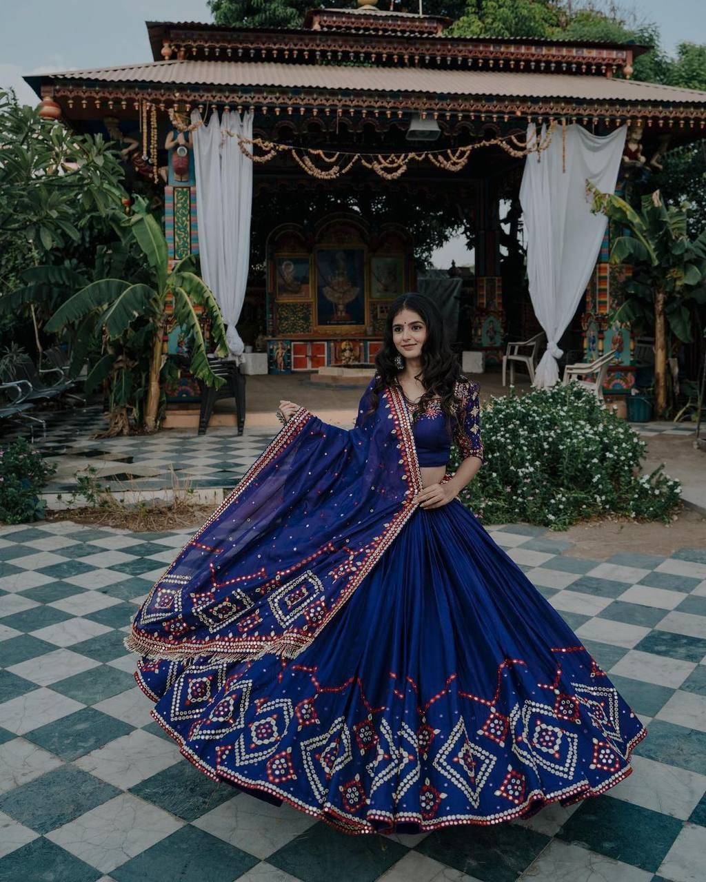 Blue Lehenga Choli In Butter Silk With Embroidery Work