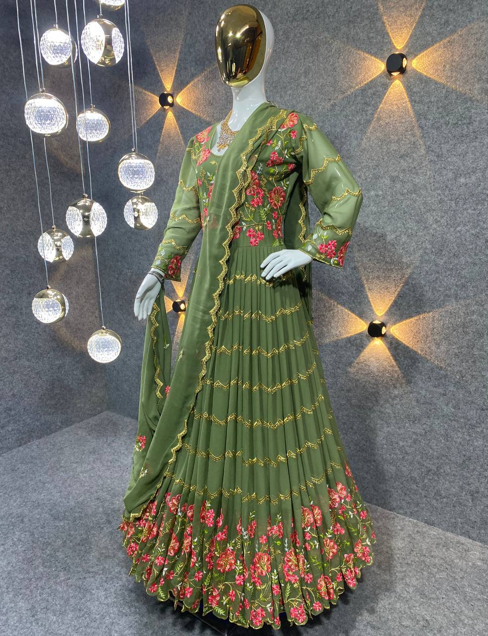 Pista Anarkali Suit In Fox Georgette With 5 MM Sequence Work