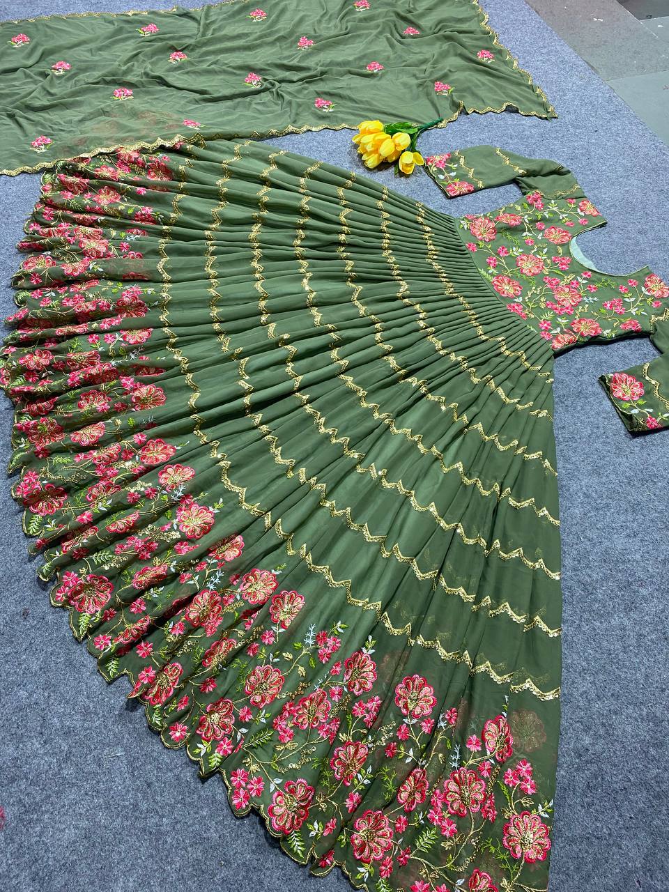 Pista Anarkali Suit In Fox Georgette With 5 MM Sequence Work