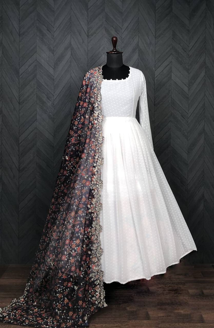 White Golden Long Anarkali Gown Suit » Shoppers99 | Long anarkali gown, Designer  anarkali, Designer dresses