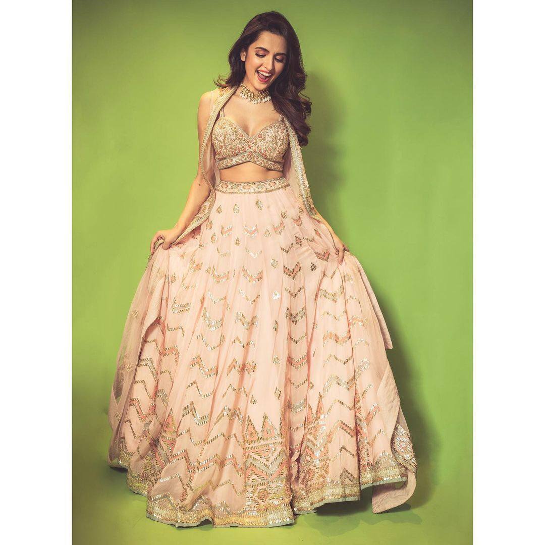 Peach Lehenga Choli In Fox Georgette With 5 MM Sequence Work