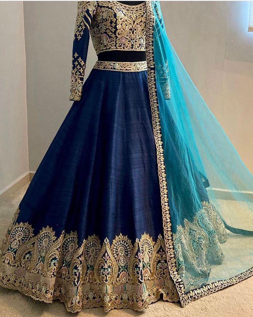 Blue Lehenga Choli In Phantom Silk With Sequence Work