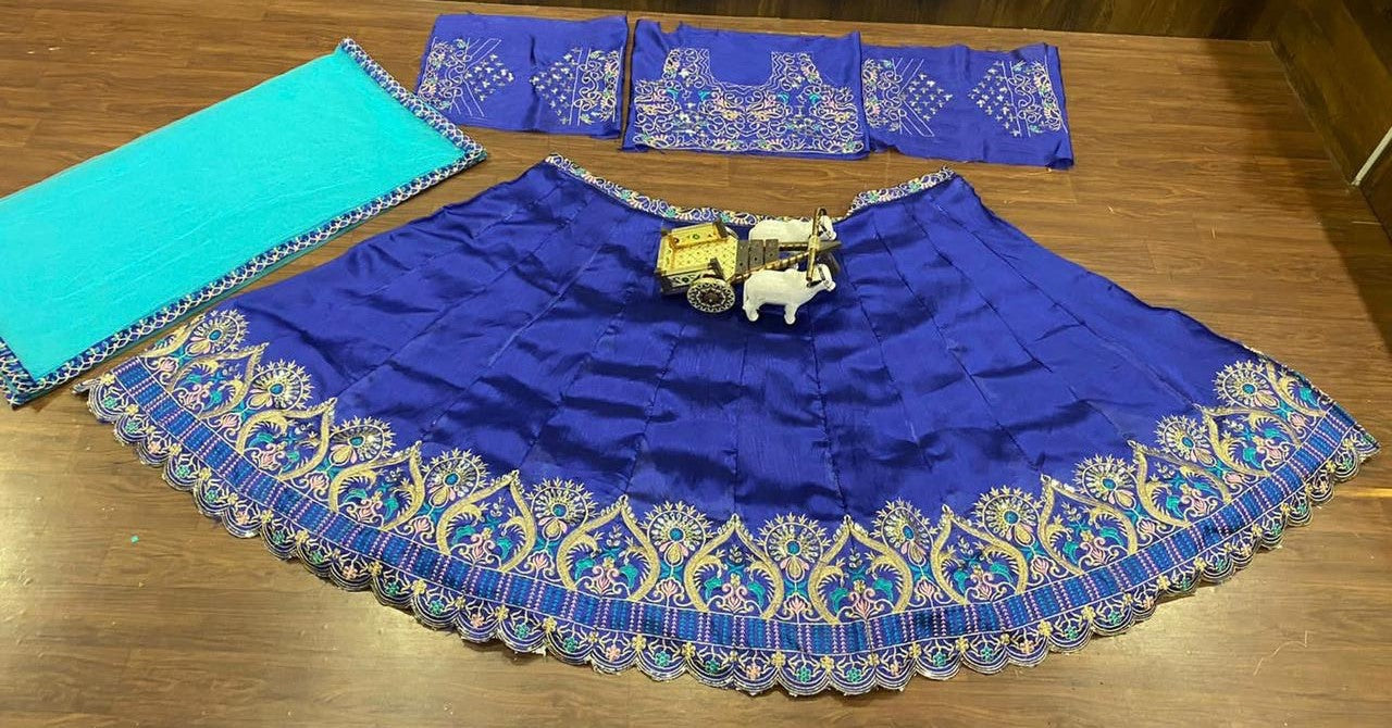 Blue Lehenga Choli In Phantom Silk With Sequence Work