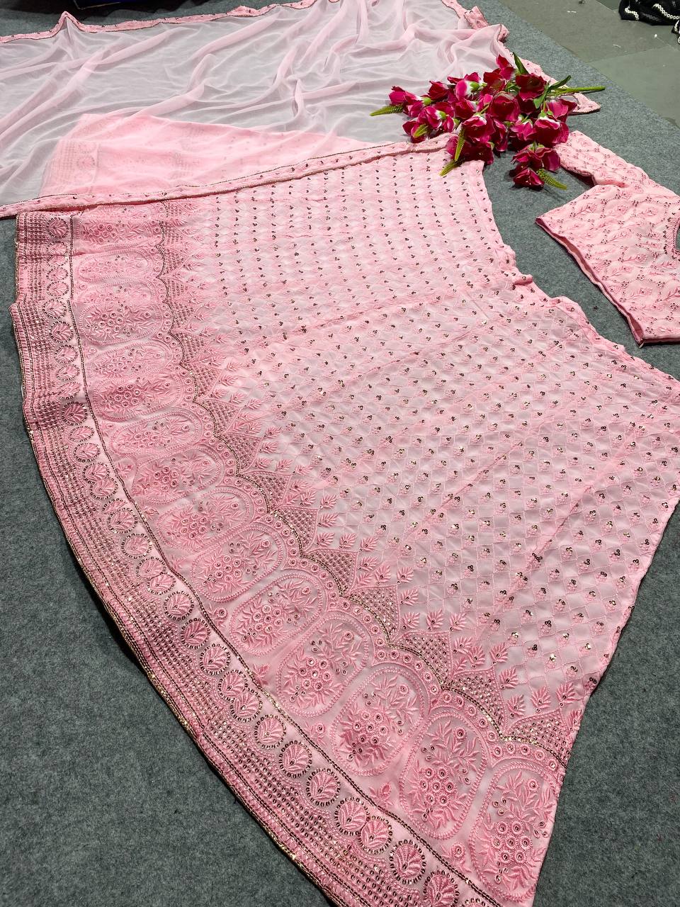 Pink Lehenga Choli In Fox Georgette With 5 MM Sequence Work