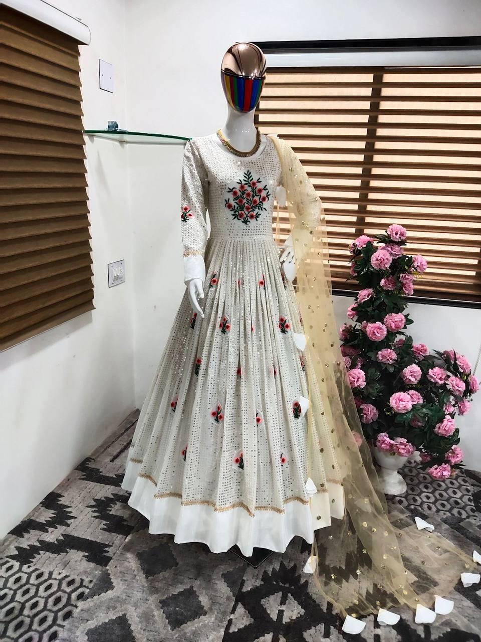 Rama Gown In Fox Georgette With Sequence Embroidery Work