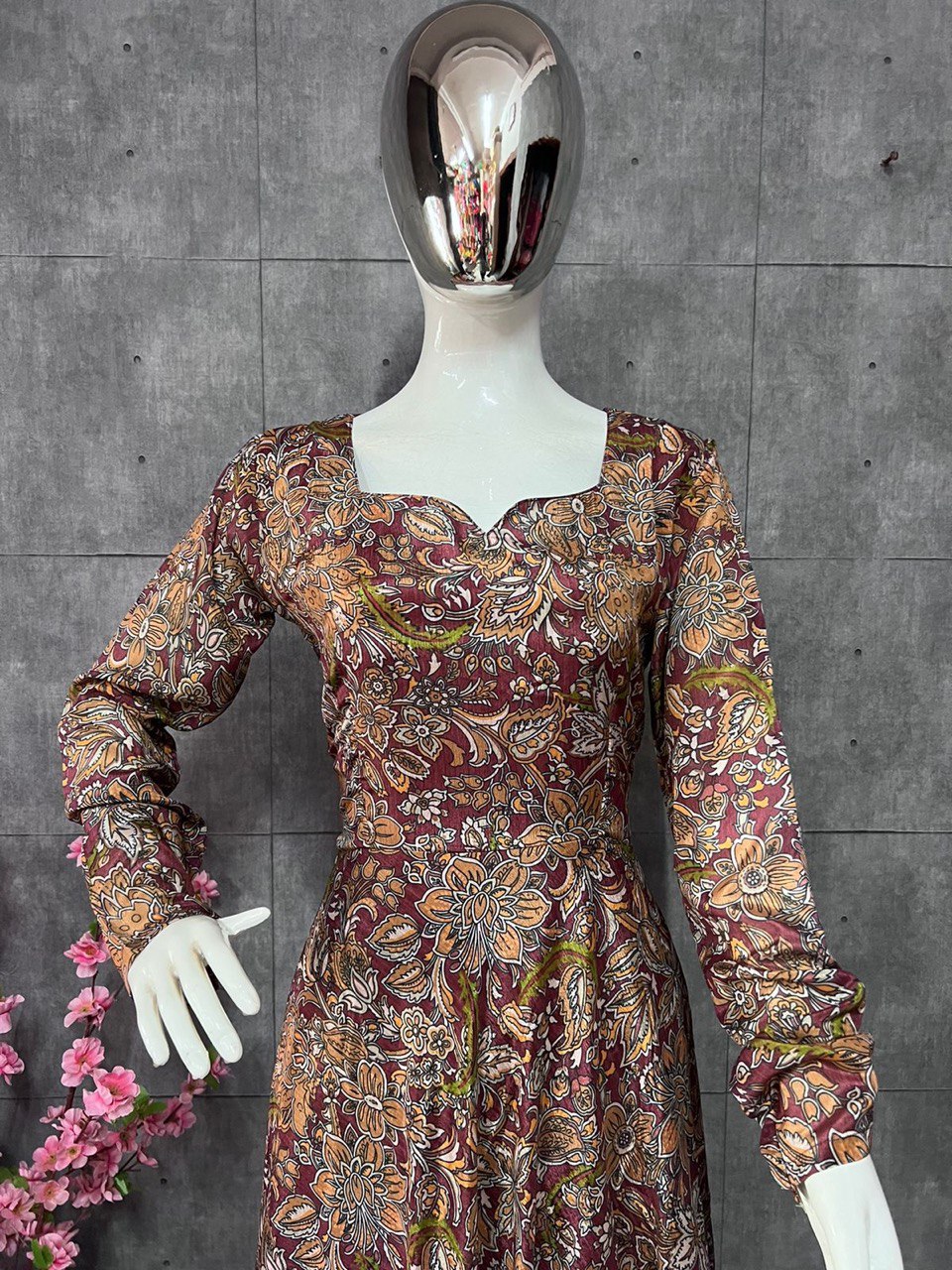 Maroon Salwar Suit In Chinon Silk With Digital Print