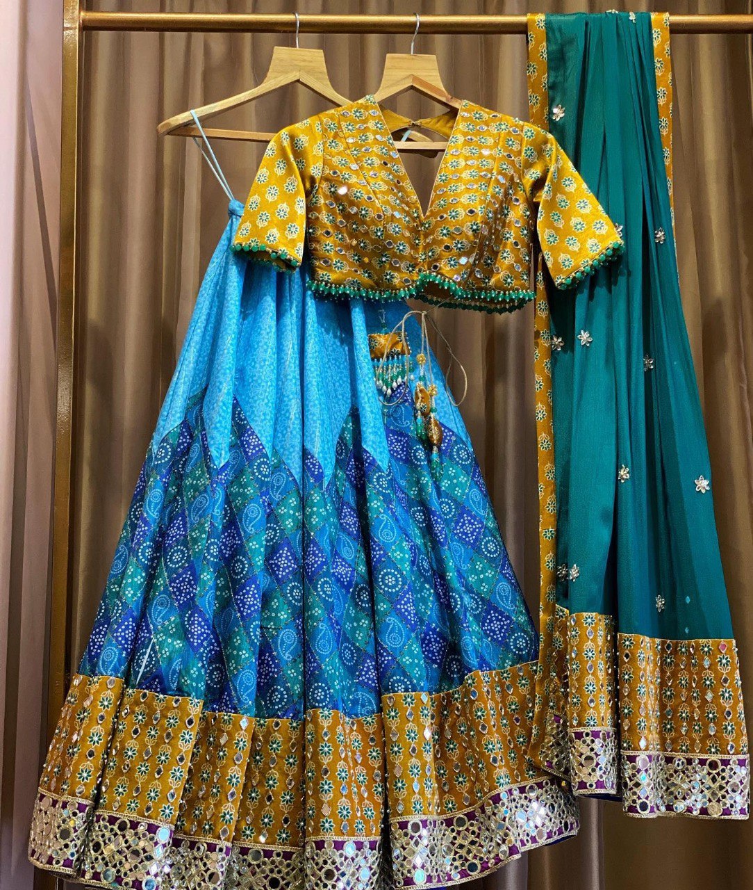 Blue Lehenga Choli In Crape With Digital Print