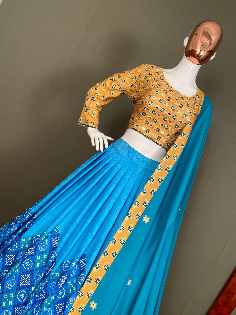 Blue Lehenga Choli In Crape With Digital Print