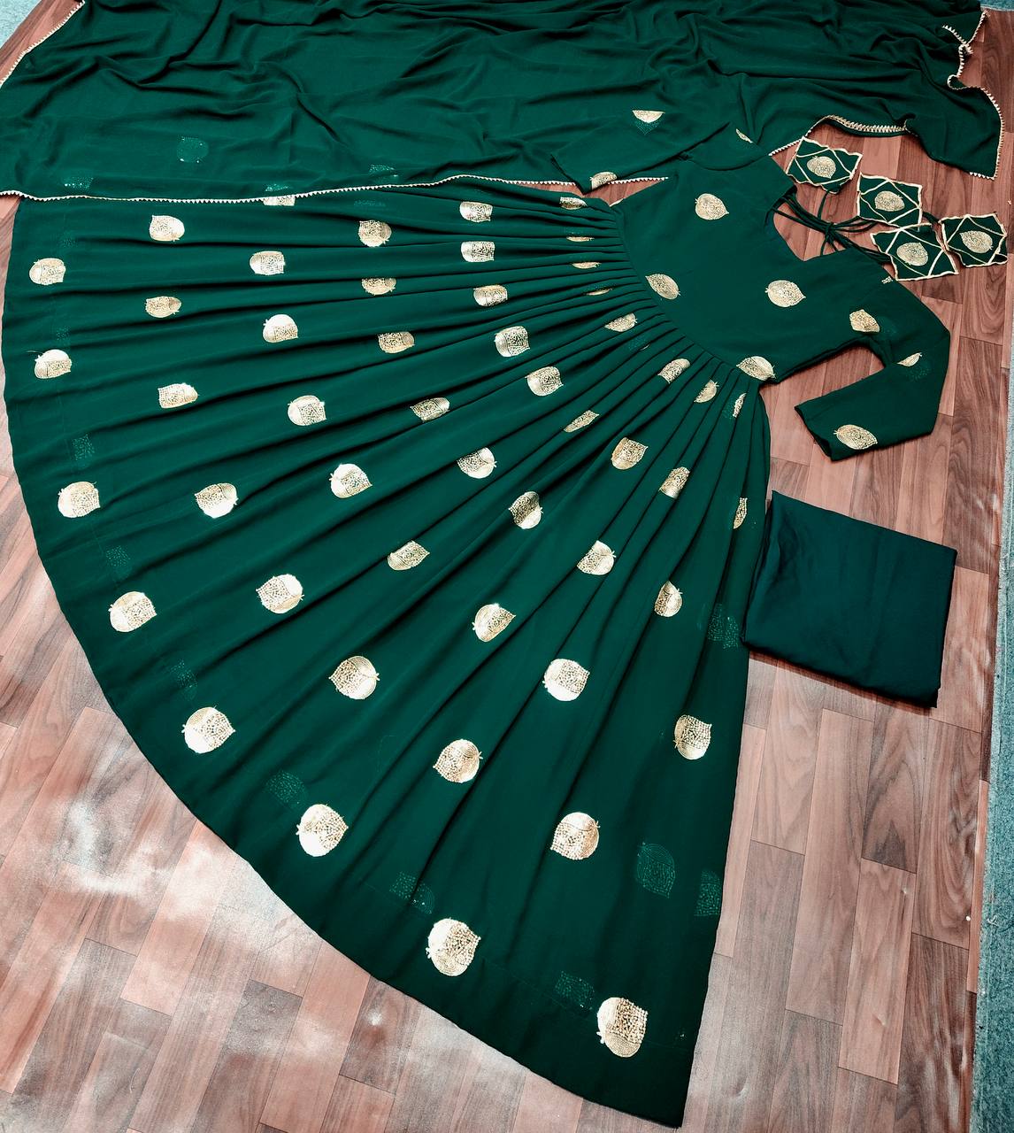 Green Anarkali Suit In Fox Georgette With Embroidery Work