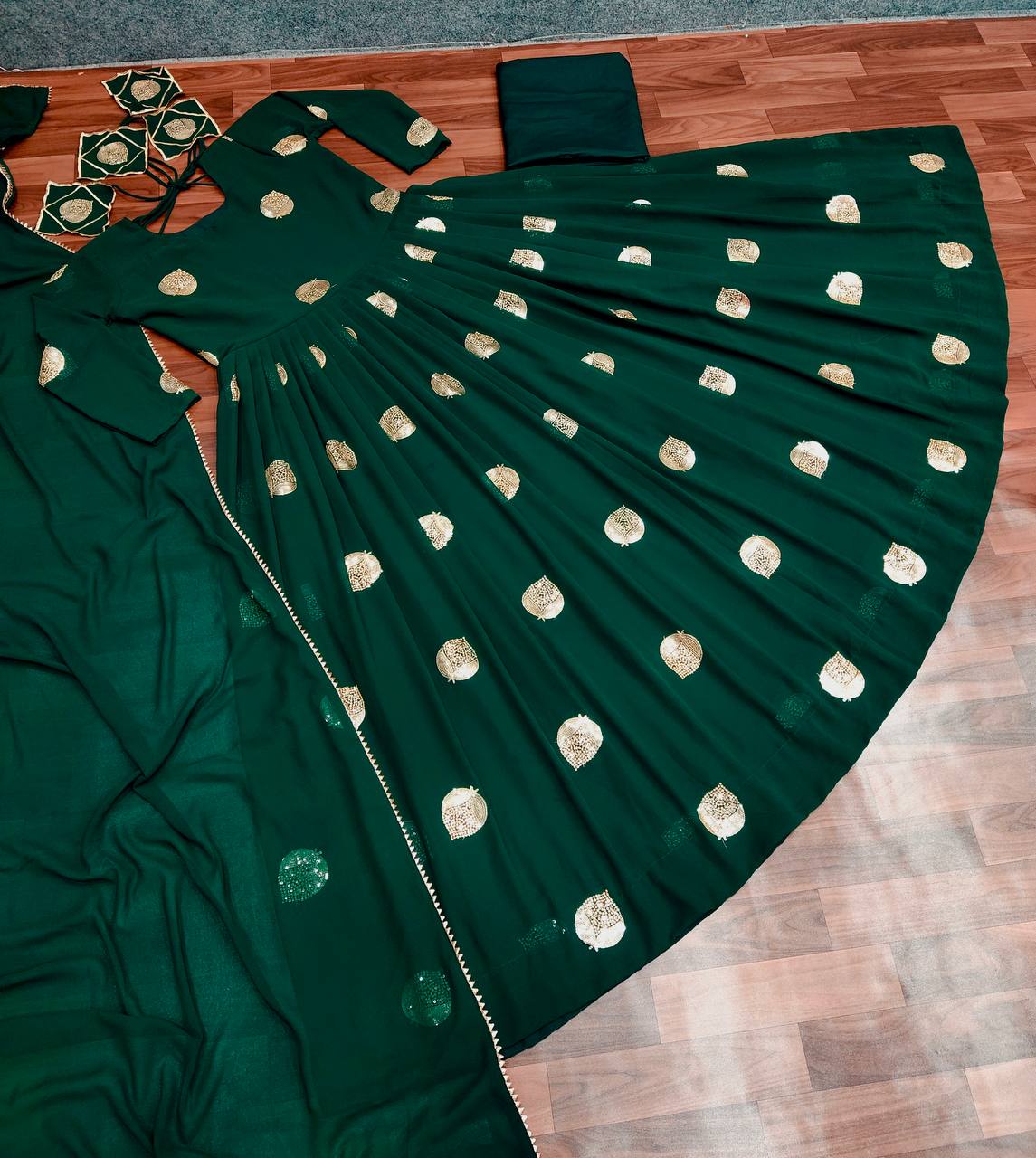 Green Anarkali Suit In Fox Georgette With Embroidery Work