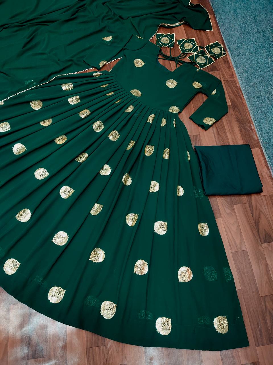 Green Anarkali Suit In Fox Georgette With Embroidery Work