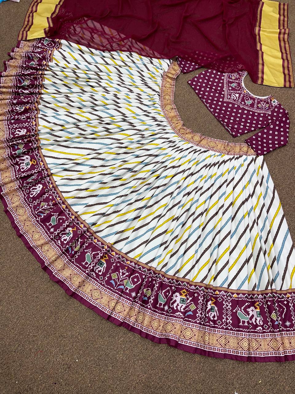 White Lehenga Choli In Soft Butter Silk With Digital Print