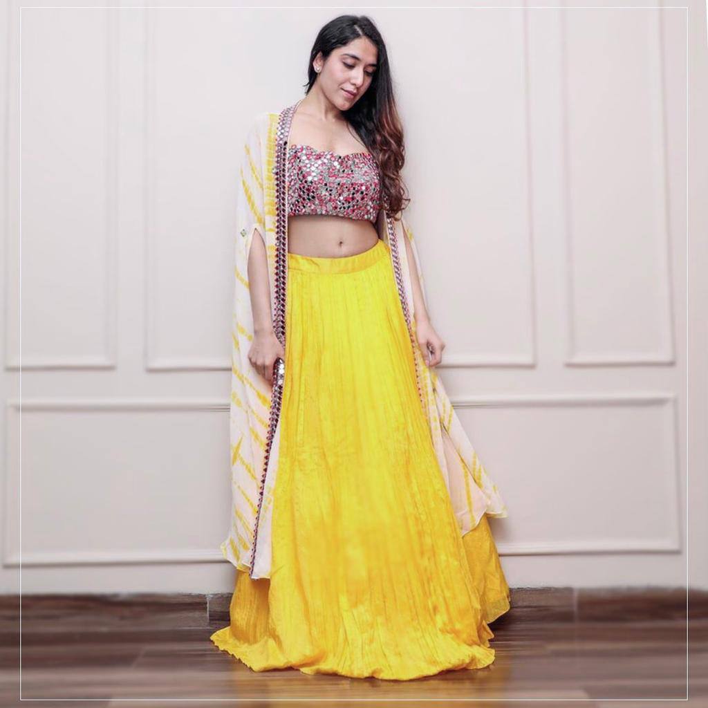 Yellow Lehenga Choli In Kasturi Silk With Koti